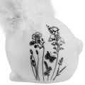 Floristik24 Ceramiczny Króliczek Biały Siedzący Kwiaty Pióra 9×7×14cm 2szt