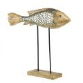 Floristik24 Drewniana ryba z metalową dekoracją Ozdoba rybna 35x7x29,5cm