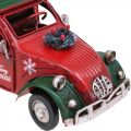 Floristik24 Samochód do dekoracji bożonarodzeniowej Samochód bożonarodzeniowy vintage czerwony L17cm
