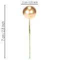 Sztuczne złote kule jagodowe na druciku do dekoracji świątecznych, 2 cm, 48 szt. | Floristik24.pl