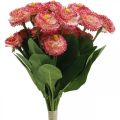 Sztuczny kwiat, sztuczny dzwonek w pęczku, stokrotki biało-różowe dł.32cm 10szt