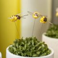 Pszczoła na drucie, wtyki kwiatowe, pszczoły dekoracyjne, wiosenna pomarańcza, żółta szer.4,5cm 24szt