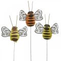 Pszczoła na drucie, wtyki kwiatowe, pszczoły dekoracyjne, wiosenna pomarańcza, żółta szer.4,5cm 24szt