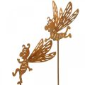 Floristik24 Wtyczka kwiatowa pszczoła, dekoracja rdzy, patyna dekoracyjna L31/32cm 6szt