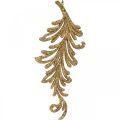 Floristik24 Tree Pendant z brokatem, pióra dekoracyjne do powieszenia, dekoracja świąteczna Złota L16cm 6szt