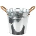 Floristik24 Błyszczące metalowe wiadro z uchwytami z liny, Ø22 cm