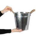 Błyszczące metalowe wiadro z uchwytami z liny, Ø22 cm | Floristik24.pl