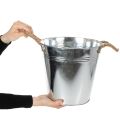 Błyszczące metalowe wiadro z uchwytami linowymi, Ø25cm | Floristik24.pl
