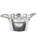 Floristik24 Błyszcząca metalowa miska z uchwytami z liny, Ø22 cm