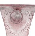 Floristik24 Tin Pot Kwadrat z uchwytami różowy 14cm x 14cm H14cm