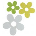 Floristik24 Drewniany kwiat biały/żółty/zielony 3cm - 5cm 48szt