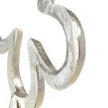 Kwiatowa dekoracja metalowa Srebrna czarna drewniana podstawa 15×30cm | Floristik24.pl