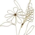 Floristik24 Girlanda kwiatowa metalowy wieszak dekoracyjny złoty motyw łąki 110cm