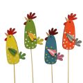 Floristik24 Wtyczka kwiatowa Wielkanocne śmieszne kurczaki drewniane 5,5×10cm 12szt