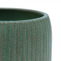 Floristik24 Sadzarka ceramiczna doniczka z rowkami zielona Ø12cm W10,5cm