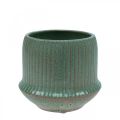 Floristik24 Sadzarka ceramiczna doniczka z rowkami zielona Ø12cm W10,5cm