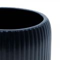 Floristik24 Doniczka ceramiczna doniczka z rowkami czarna Ø14,5 cm W12,5 cm