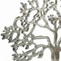 Floristik24 Metalowe drzewo, buk deco na drewnianej podstawie, metal deco silver, drzewo życia, drewno mango