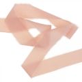 Floristik24 Wstążka szyfonowa różowa wstążka materiałowa z frędzlami 40mm 15m
