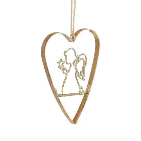 Floristik24 Ozdoby choinkowe serce metalowe serca dekoracja złote 12cm 6szt