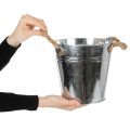 Doniczka dekoracyjna wiaderkowa metalowa z uchwytami linowymi Ø20cm | Floristik24.pl