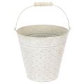 Floristik24 Wiaderko ozdobne, bielone, z uchwytem, Ø20,5 cm, metalowa ozdoba do doniczki
