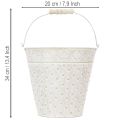 Wiaderko ozdobne, bielone, z uchwytem, Ø20,5 cm, metalowa ozdoba do doniczki | Floristik24.pl