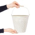 Wiaderko ozdobne, bielone, z uchwytem, Ø20,5 cm, metalowa ozdoba do doniczki | Floristik24.pl