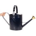 Dekoracyjna konewka, metal w kratkę w kolorze niebieskim i złotym, w stylu retro, do użytku wewnątrz, w ogrodzie lub na balkonie, 65 cm | Floristik24.pl