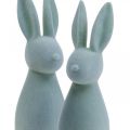 Floristik24 Deco Bunny Deco Easter Bunny Flokowany Szaro-Zielony W29,5cm 2szt