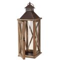Latarnia dekoracyjna drewniana vintage latarnia drewniana brązowa 17×17×50cm | Floristik24.pl