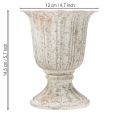 Dekoracyjny puchar metalowy w stylu vintage, szaro-biały, wys. 14,5 cm | Floristik24.pl