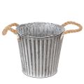 Floristik24 Doniczka dekoracyjna do sadzenia, metalowa z uchwytami, dekoracja metalowa shabby chic Ø21,5cm