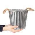 Doniczka dekoracyjna do sadzenia, metalowa z uchwytami, dekoracja metalowa shabby chic Ø21,5cm | Floristik24.pl