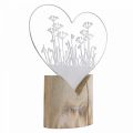 Floristik24 Ozdobna podstawka serce metalowa drewniana biała dekoracja wiosenna wys. 31 cm