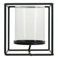 Floristik24 Dekoracyjny świecznik czarny metalowa latarnia szklana 12×12×13cm