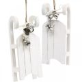 Floristik24 Sanie dekoracyjne białe srebrne ze sznurkiem dzwonkowym dł.13cm 4szt