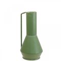 Floristik24 Dekoracyjny wazon metalowy zielony uchwyt ozdobny dzbanek 14cm W28.5cm