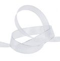 Wstążka ozdobna w paski lureks srebrna 25mm 20m | Floristik24.pl