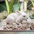 Floristik24 Deco rysunek królik szary, dekoracja wiosenna, siedzący króliczek wielkanocny flokowany 3 szt