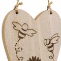 Drewniany wieszak ozdobny serca kwiaty pszczoły dekoracja 10x15cm 6szt