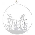 Floristik24 Ozdobny pierścionek biały metalowy ozdobny kwiat łąka wiosenna dekoracja Ø22cm