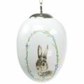 Floristik24 Jajko do powieszenia ceramicznego białego królika Ø5,5 cm H 7,6 cm 12 sztuk