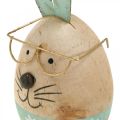 Floristik24 Zajączek w okularach dekoracyjna figura drewniane jajko Ø5cm W13,5cm 3szt