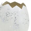 Floristik24 Jajko ozdobne, połówka jajka do dekoracji, Ozdoba wielkanocna Ø10,5cm W14,5cm biała, srebrna 3szt