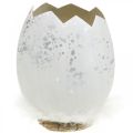 Jajko ozdobne, połówka jajka do dekoracji, Ozdoba wielkanocna Ø10,5cm W14,5cm biała, srebrna 3szt
