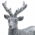 Floristik24 Dekoracja świąteczna jeleń srebrny / brokat polyresin H12,5cm