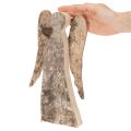Figura anioła wykonana z drewna z korą brzozową, 30cm | Floristik24.pl