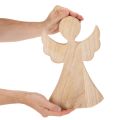 Drewniana figurka dekoracyjna anioła z jasnego naturalnego drewna, ozdoba świąteczna, 30 cm | Floristik24.pl