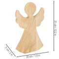 Drewniana figurka dekoracyjna anioła z jasnego naturalnego drewna, ozdoba świąteczna, 30 cm | Floristik24.pl
